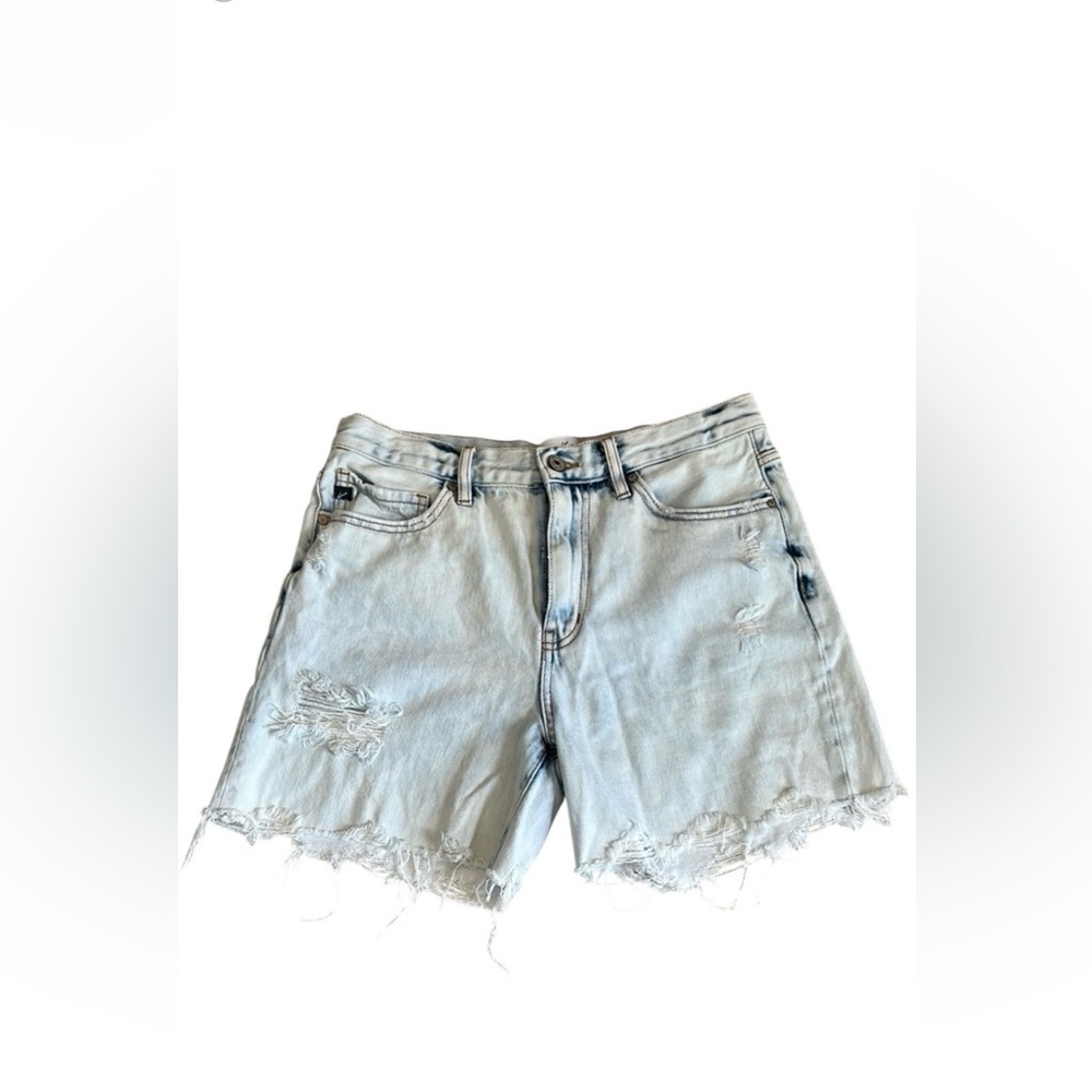 100% Cotton Light Wash KanCan Distressed Jean Shorts